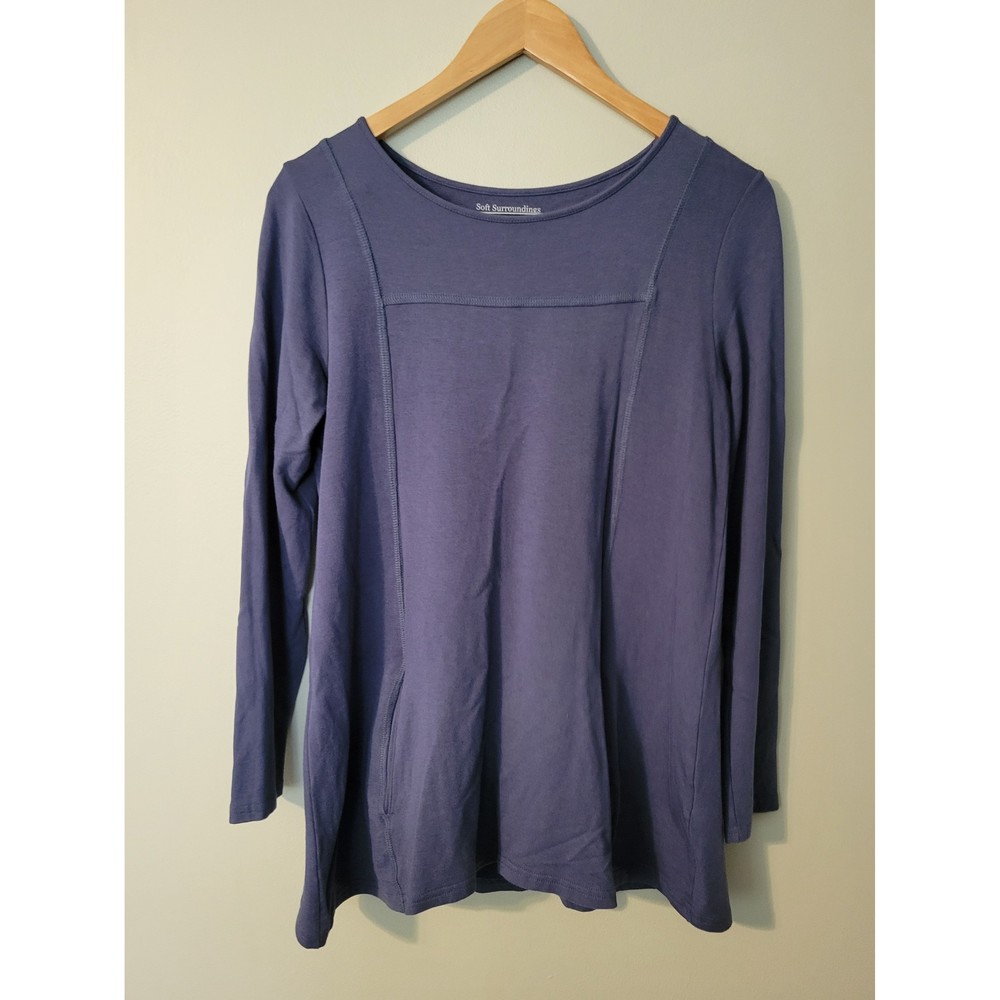 Soft Surroundings Women's Blue Long Sleeve Tunic Top Size S